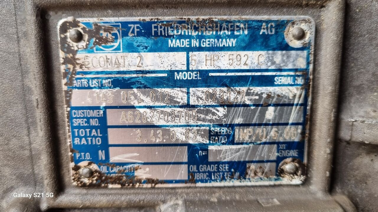 ZF ECOMAT 2 5 HP 592 C A6282703700 Mercedes-Benz - Cutie de viteze pentru Autobuz: Foto 3 ZF ECOMAT 2 5 HP 592 C A6282703700 Mercedes-Benz - Cutie de viteze pentru Autobuz: Foto 3