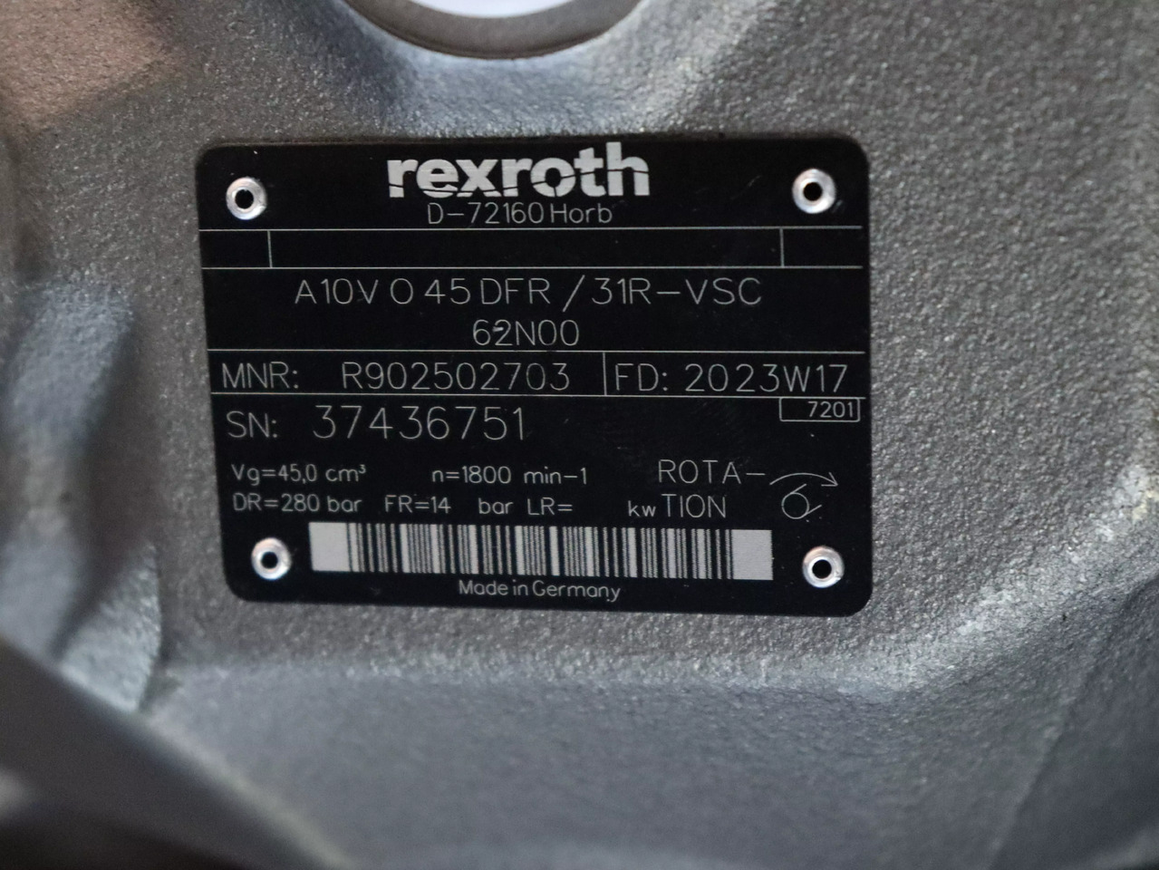 REXROTH A10VO45DFR/31R-VSC62N00 - Pompa hidraulica pentru Utilaje constructii: Foto 4 REXROTH A10VO45DFR/31R-VSC62N00 - Pompa hidraulica pentru Utilaje constructii: Foto 4