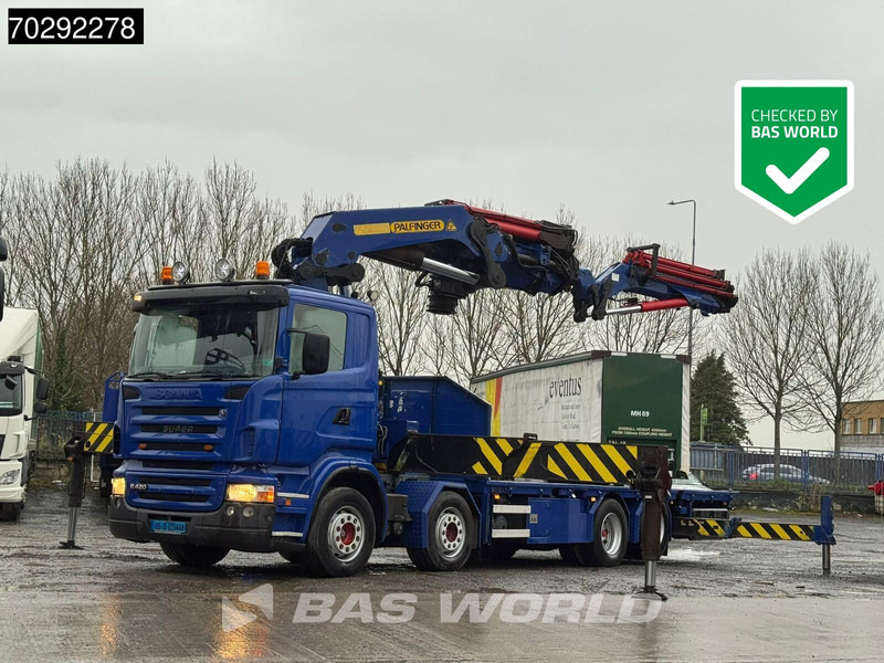 Scania R420 8X2 Palfinger PK100002 Crane Kran + PJ170 JIB Lift Axle Euro 4 - Camion platformă, Camion cu macara: Foto 1 Scania R420 8X2 Palfinger PK100002 Crane Kran + PJ170 JIB Lift Axle Euro 4 - Camion platformă, Camion cu macara: Foto 1