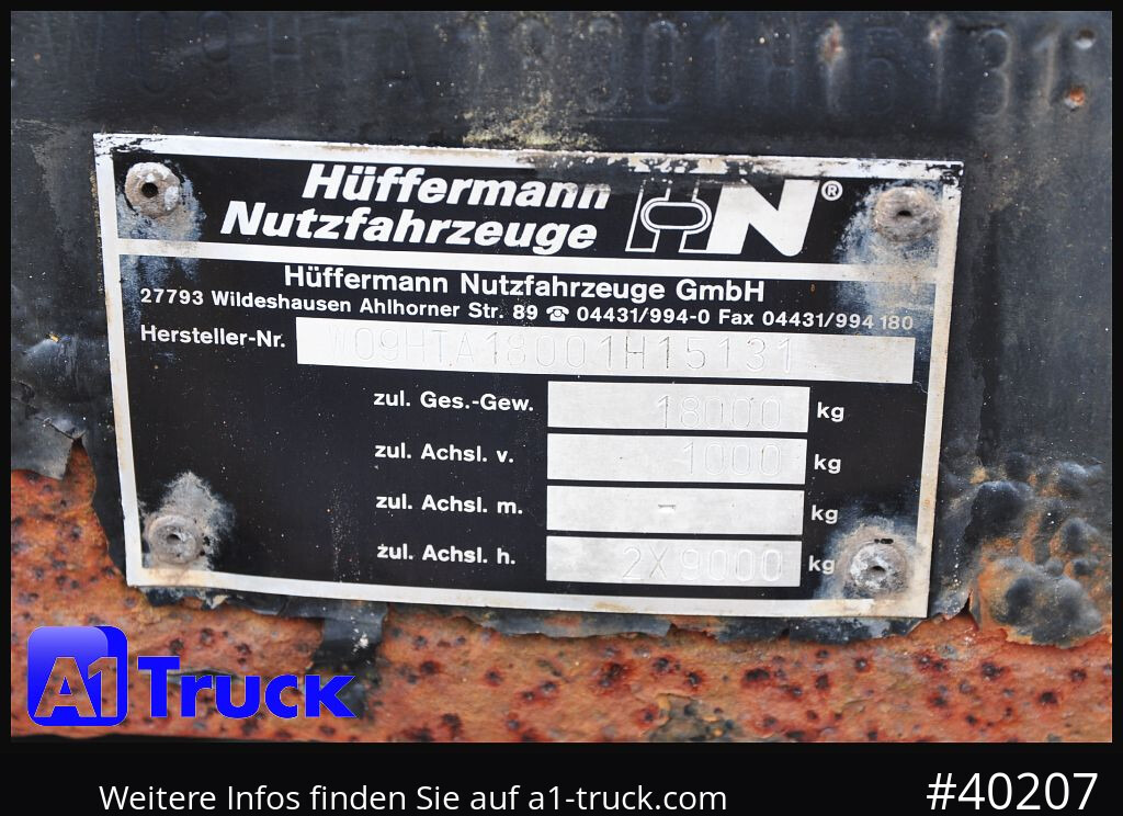 Remorcă platformă HUEFFERMANN HTA1800, Ballast, BPW Achsen, Luft: Foto 7 Remorcă platformă HUEFFERMANN HTA1800, Ballast, BPW Achsen, Luft: Foto 7