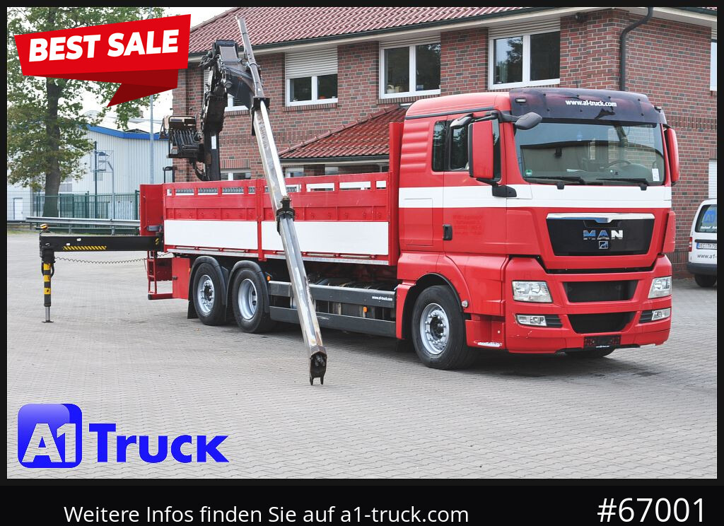 MAN TGX 26.400, Hiab Kran, Lenk-Liftachse, - Camion cu macara, Camion platformă: Foto 1 MAN TGX 26.400, Hiab Kran, Lenk-Liftachse, - Camion cu macara, Camion platformă: Foto 1
