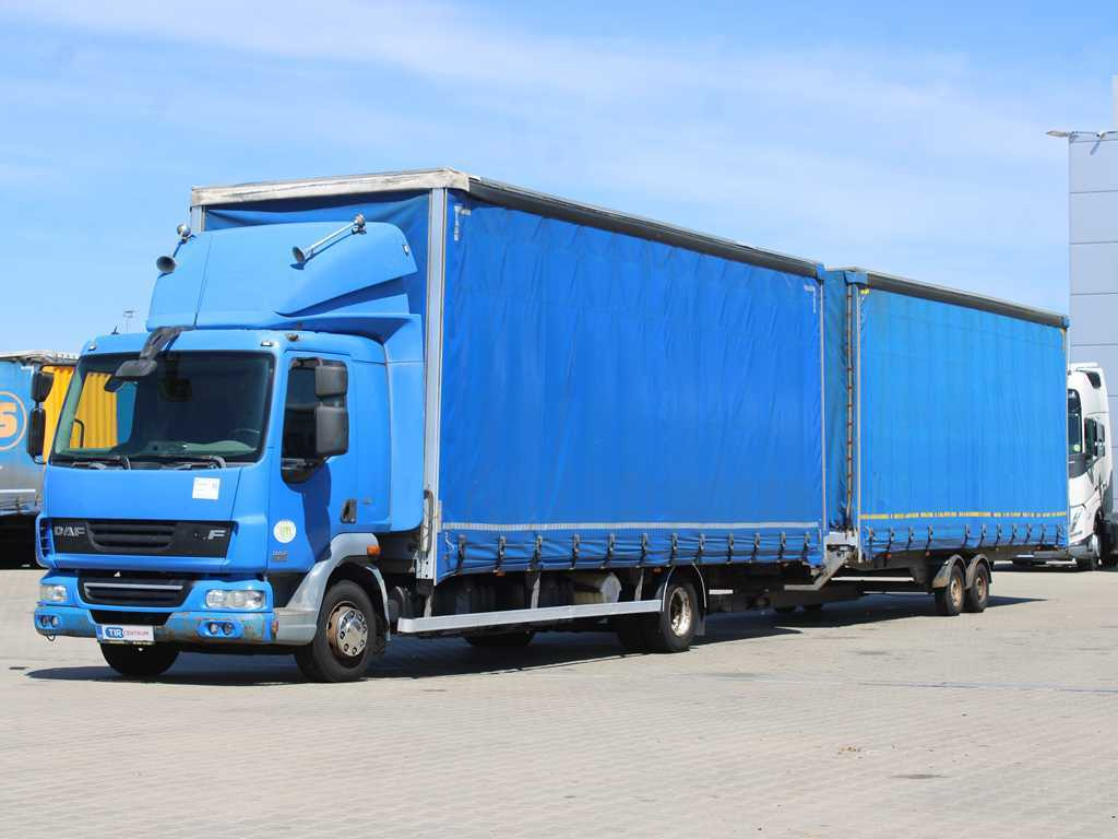 DAF FA LF 45, EURO 5, TYRES 80% + AGADOS TRAILER - Camion cu prelată: Foto 1 DAF FA LF 45, EURO 5, TYRES 80% + AGADOS TRAILER - Camion cu prelată: Foto 1