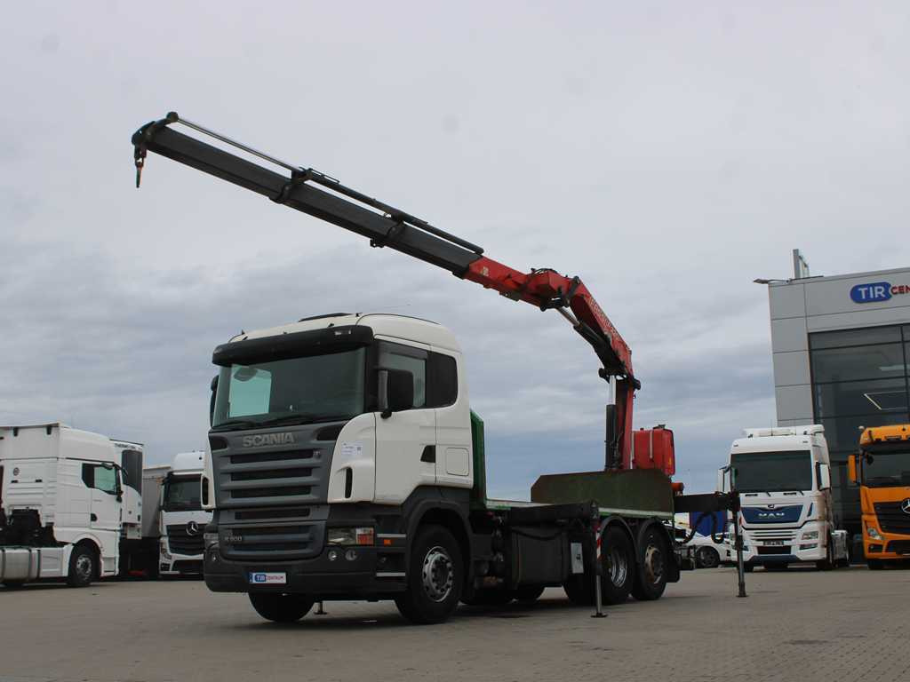 Scania R 500, 6X2, EURO 4, OPTICRUISE, HYDRAULIC ARM FASSI F220A.23 - Camion platformă, Camion cu macara: Foto 1 Scania R 500, 6X2, EURO 4, OPTICRUISE, HYDRAULIC ARM FASSI F220A.23 - Camion platformă, Camion cu macara: Foto 1