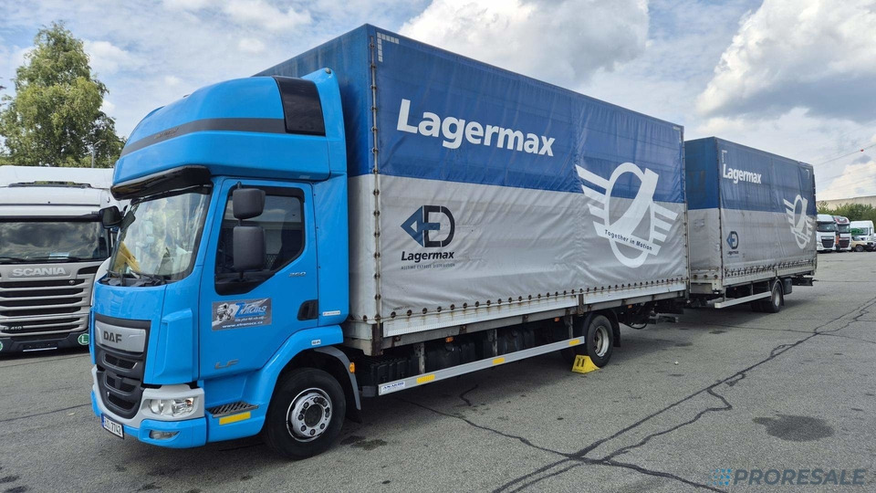 DAF LF 260 FA EURO 6 valník s plachtou + hydraulické čelo - prodejné jen s přívěsem GTS P0471Z - cena je za celou soupravu - Camion cu prelată: Foto 2 DAF LF 260 FA EURO 6 valník s plachtou + hydraulické čelo - prodejné jen s přívěsem GTS P0471Z - cena je za celou soupravu - Camion cu prelată: Foto 2
