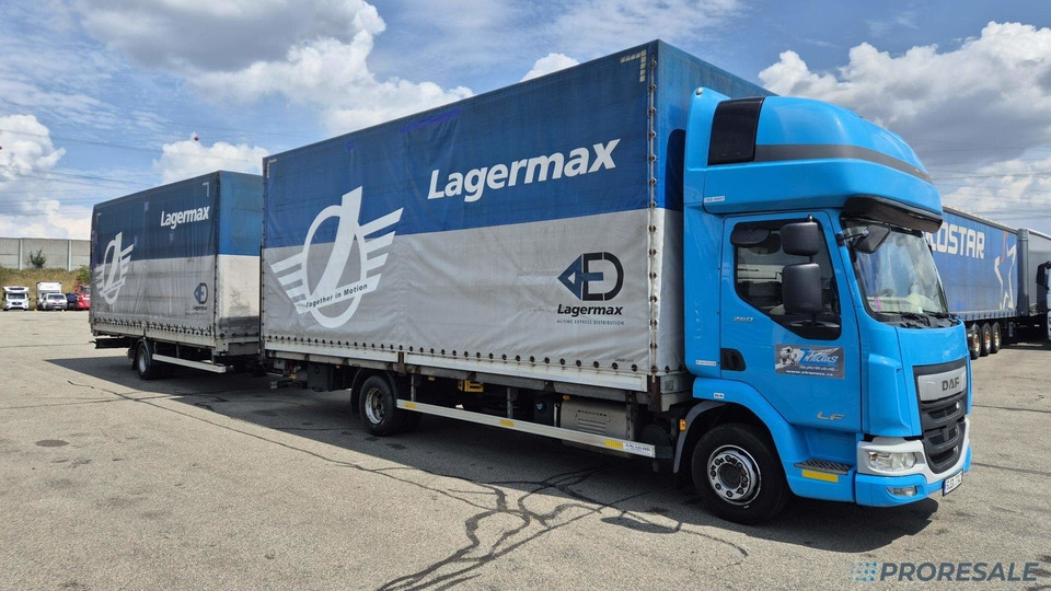 DAF LF 260 FA EURO 6 valník s plachtou + hydraulické čelo - prodejné jen s přívěsem GTS P0471Z - cena je za celou soupravu - Camion cu prelată: Foto 1 DAF LF 260 FA EURO 6 valník s plachtou + hydraulické čelo - prodejné jen s přívěsem GTS P0471Z - cena je za celou soupravu - Camion cu prelată: Foto 1