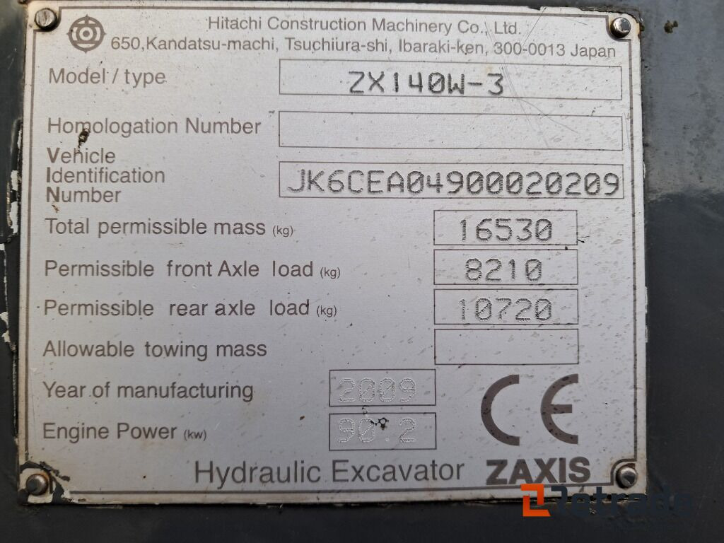 Utilaje constructii Gravemaskine Hitachi ZX 140W-3: Foto 40