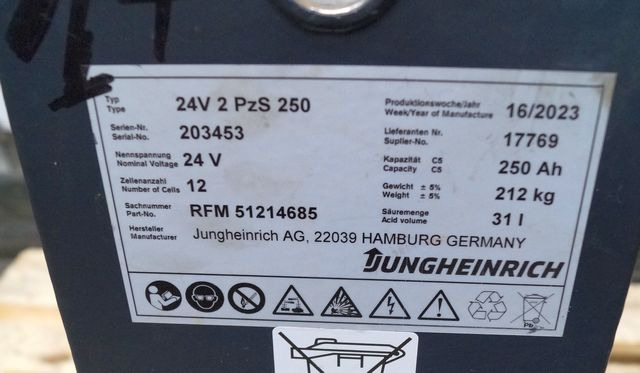 Jungheinrich unknown | Battery 24 2PZS250 year 2022 weight 212 kg sn. 203453 out - Acumulator pentru Stivuitor: Foto 3 Jungheinrich unknown | Battery 24 2PZS250 year 2022 weight 212 kg sn. 203453 out - Acumulator pentru Stivuitor: Foto 3