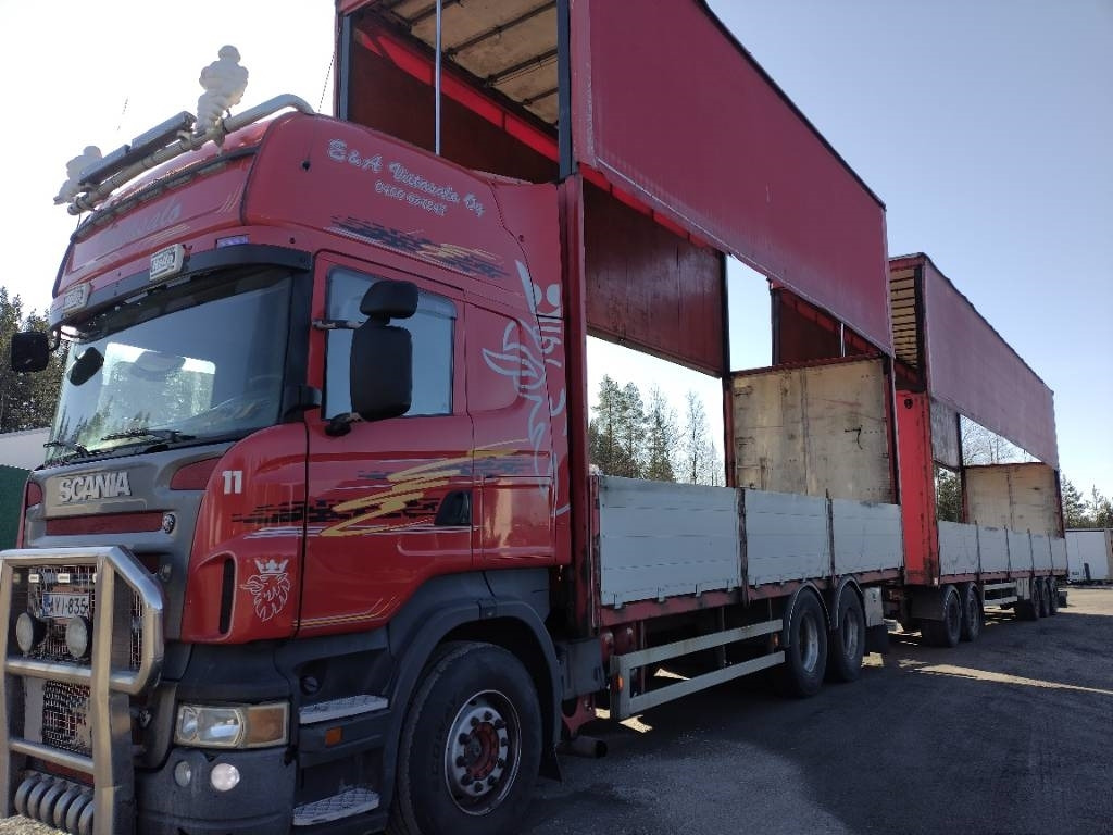 Scania Nousukapelli+Jyki kärry 3m sisäkork.liukukatot - Camion cu prelată: Foto 1 Scania Nousukapelli+Jyki kärry 3m sisäkork.liukukatot - Camion cu prelată: Foto 1
