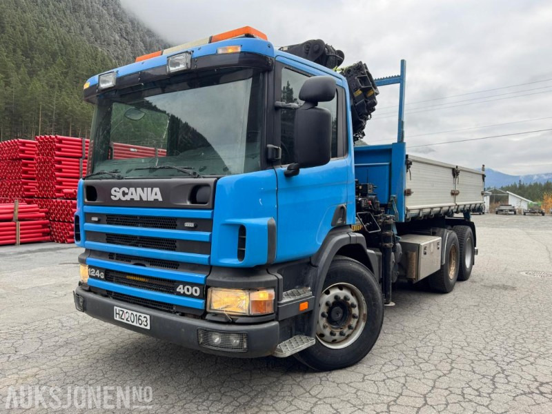 1997 Scania P124 400 kranbil med 3-veis tipp og klype - Camion cu macara: Foto 2 1997 Scania P124 400 kranbil med 3-veis tipp og klype - Camion cu macara: Foto 2