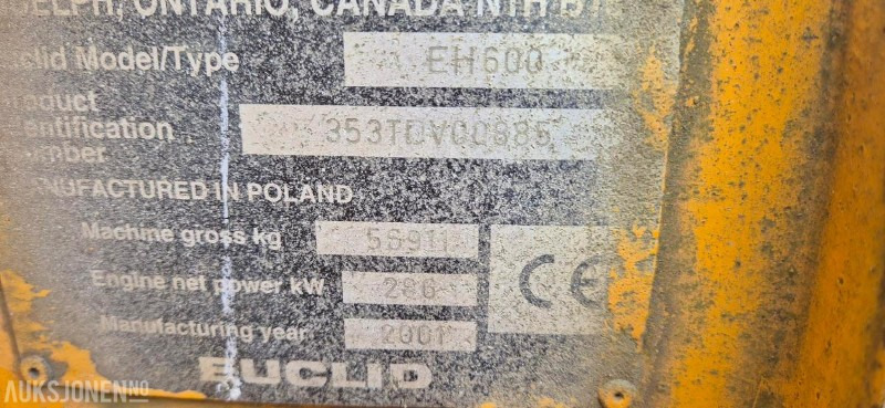 2001 EUCLID EH 600 - DUMPER - 20115 TIMER. - Autobasculantă: Foto 5 2001 EUCLID EH 600 - DUMPER - 20115 TIMER. - Autobasculantă: Foto 5