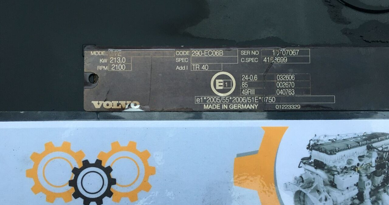 Volvo D7E 290-EC06B Volvo FE, FL - Motor pentru Camion: Foto 1 Volvo D7E 290-EC06B Volvo FE, FL - Motor pentru Camion: Foto 1