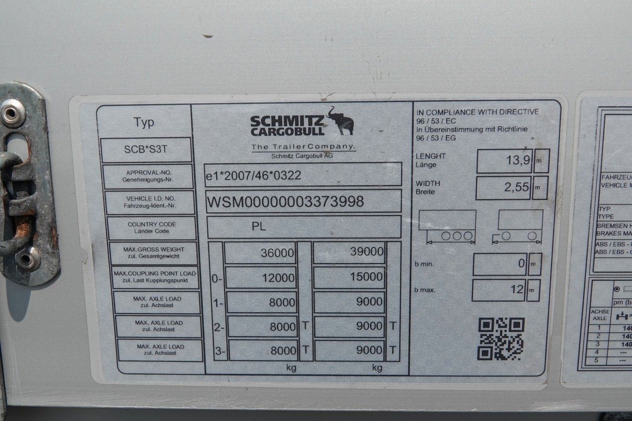 Leasing de  Schmitz Cargobull FIRANKA / MULDA DO STALI 9 M / DACH PODNOSZONY Schmitz Cargobull FIRANKA / MULDA DO STALI 9 M / DACH PODNOSZONY: Foto 18