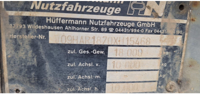 Huffermann HAR 1870 Abroller - Remorcă abroll/ Skiploader: Foto 5 Huffermann HAR 1870 Abroller - Remorcă abroll/ Skiploader: Foto 5