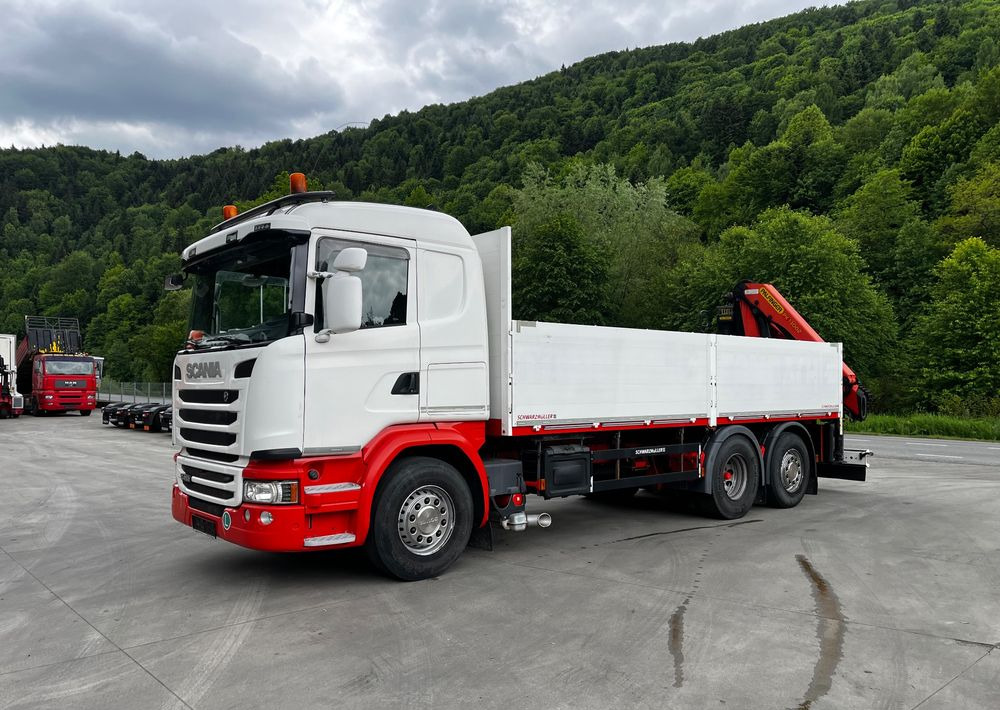 Scania G450 // 6x2// Skrzynia 6.40x2.49 // HDS Palfinger // Oś skrętna podnoszona // - Camion platformă, Camion cu macara: Foto 2 Scania G450 // 6x2// Skrzynia 6.40x2.49 // HDS Palfinger // Oś skrętna podnoszona // - Camion platformă, Camion cu macara: Foto 2