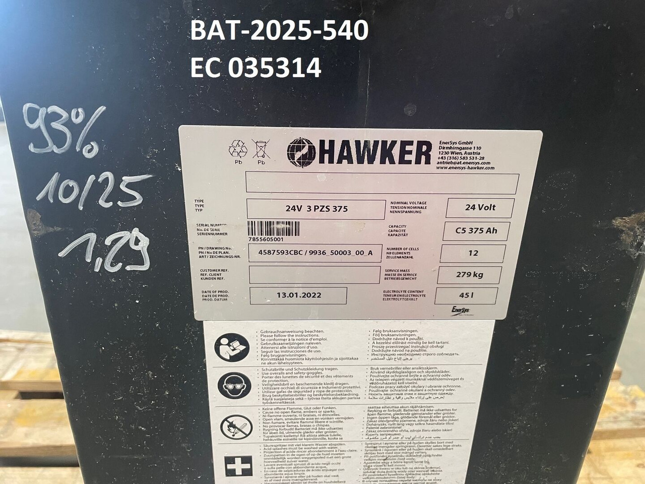 Hawker 24 Volt I 3 PZS 375 - Acumulator pentru Stivuitor: Foto 5 Hawker 24 Volt I 3 PZS 375 - Acumulator pentru Stivuitor: Foto 5