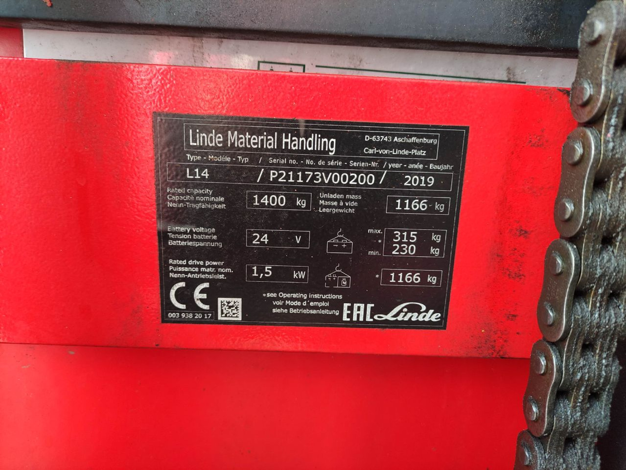 Linde L14i-1173 - Transpalet la mare înălţime: Foto 5 Linde L14i-1173 - Transpalet la mare înălţime: Foto 5