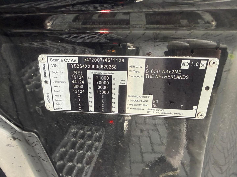 Cap tractor Scania S650 V8 NGS VOLLUCHT, LEER, ALCOA, SMART TACHO 2, TOP.: Foto 18