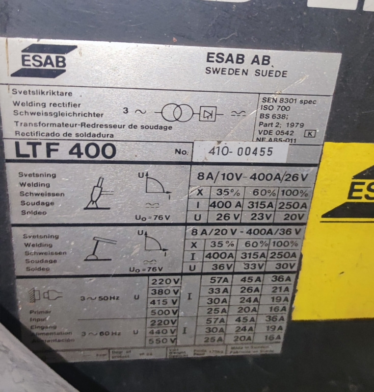 ESAB AB LTF 400 - Echipamente pentru sudare: Foto 3 ESAB AB LTF 400 - Echipamente pentru sudare: Foto 3