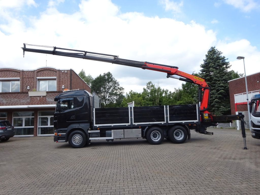 Scania R620 V8 Pritsche + PALFINGER 22002EH Kran Scania R620 V8 Pritsche + PALFINGER 22002EH Kran - Camion cu macara, Camion platformă: Foto 1 Scania R620 V8 Pritsche + PALFINGER 22002EH Kran Scania R620 V8 Pritsche + PALFINGER 22002EH Kran - Camion cu macara, Camion platformă: Foto 1