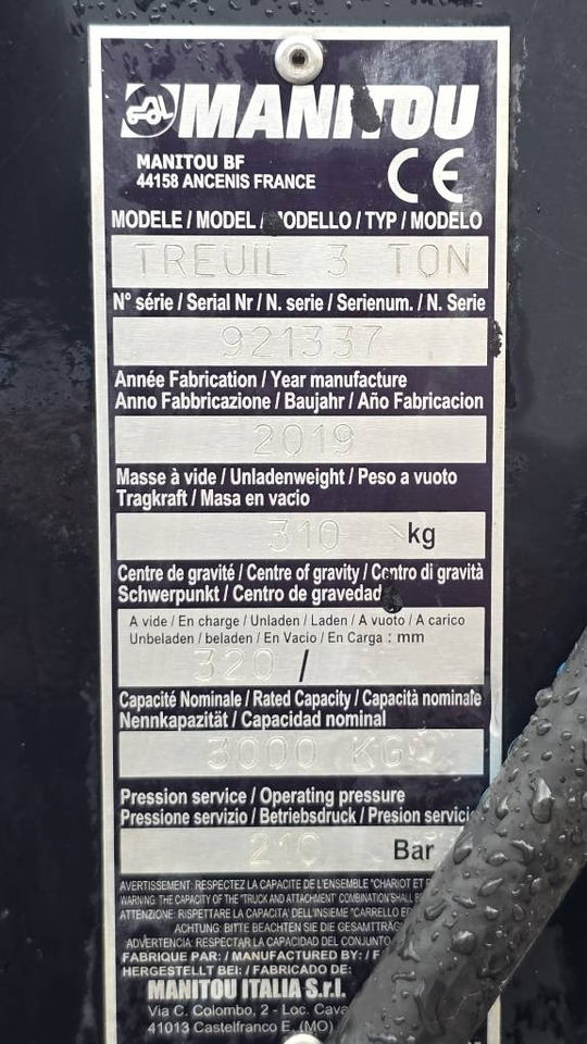 Manitou WINCH 3T 921337  - Echipament pentru depozit: Foto 4 Manitou WINCH 3T 921337  - Echipament pentru depozit: Foto 4