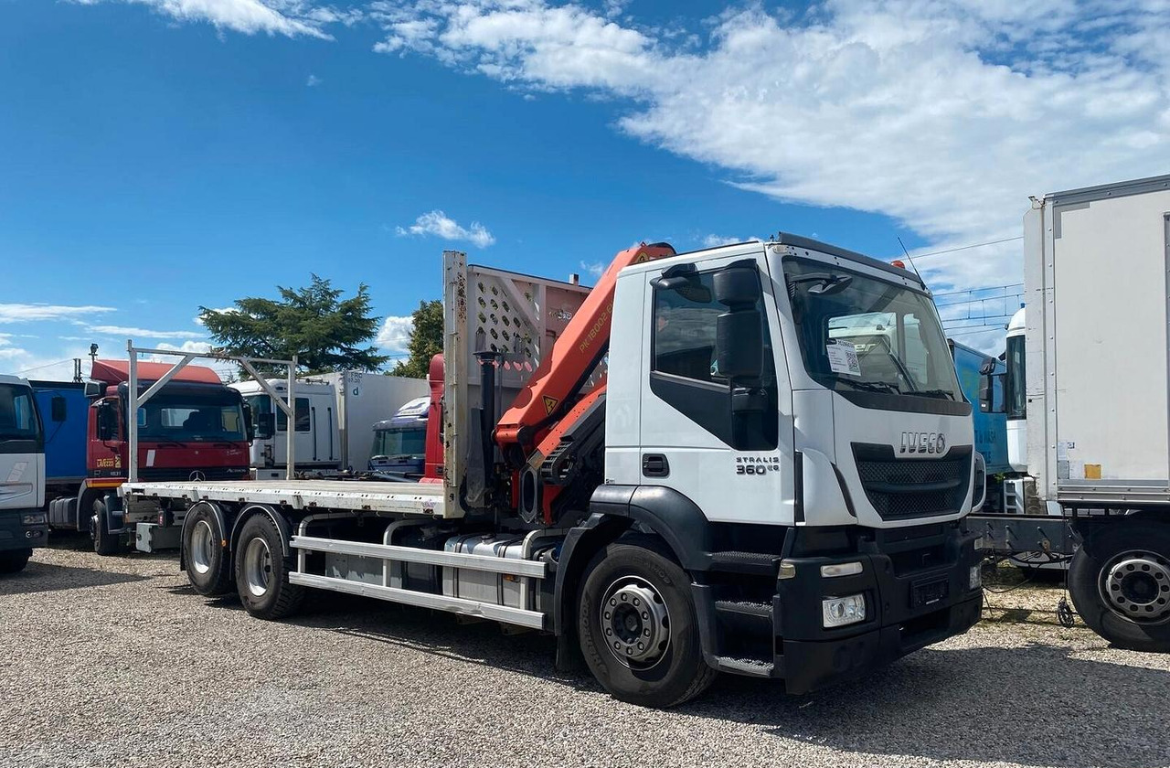 Camion platformă, Camion cu macara IVECO STRALIS 360 CASSONE FISSO E GRU PALFINGER: Foto 1