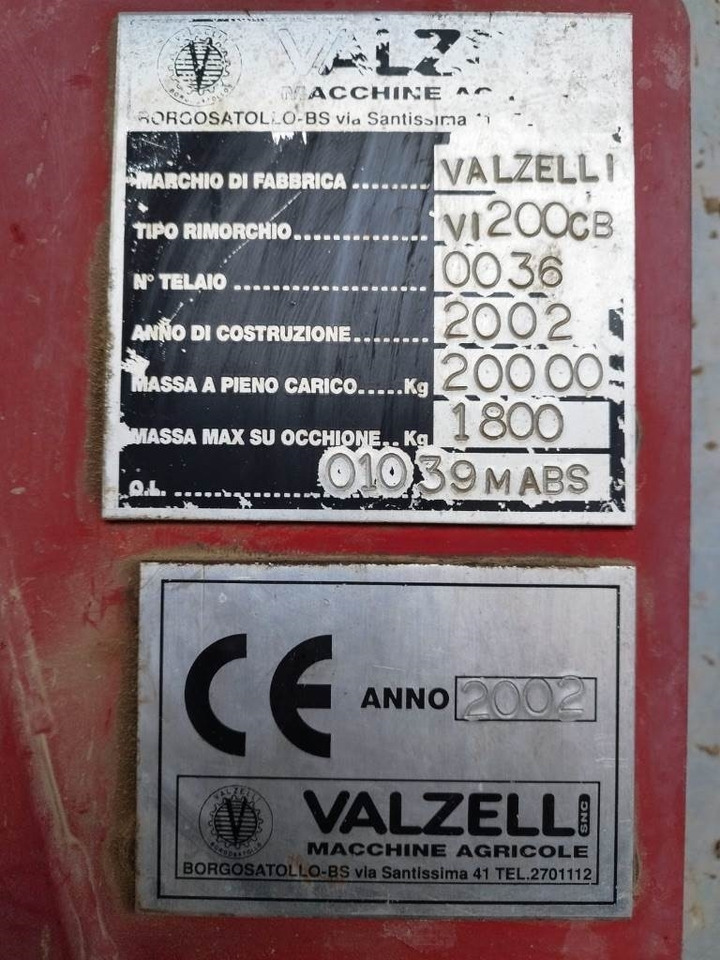 Valzelli 200 cb - Remorcă agricolă: Foto 5 Valzelli 200 cb - Remorcă agricolă: Foto 5