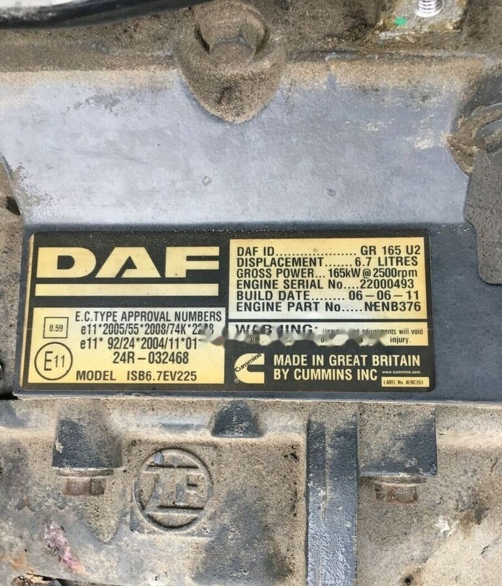 DAF GR165 U2   DAF Lf45 - Motor pentru Camion: Foto 1 DAF GR165 U2   DAF Lf45 - Motor pentru Camion: Foto 1