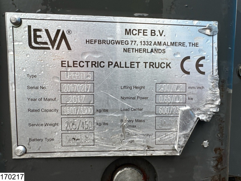 Leva LPEPT1.5 1500 kg, 0.2 m, electric, 1317 hours - Transpalet manual: Foto 5 Leva LPEPT1.5 1500 kg, 0.2 m, electric, 1317 hours - Transpalet manual: Foto 5