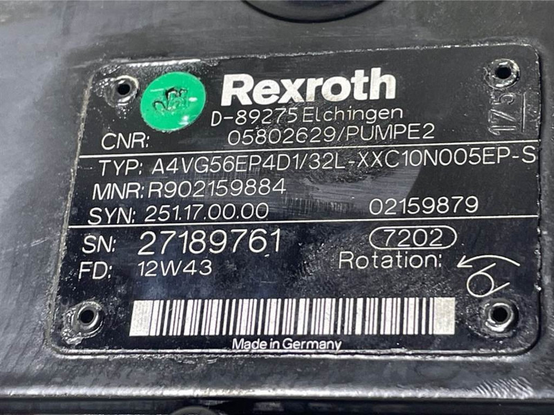 Bomag -Rexroth A4VG56EP4D1/32L-Drive pump/Fahrpumpe - Hidraulică pentru Utilaje constructii: Foto 4 Bomag -Rexroth A4VG56EP4D1/32L-Drive pump/Fahrpumpe - Hidraulică pentru Utilaje constructii: Foto 4