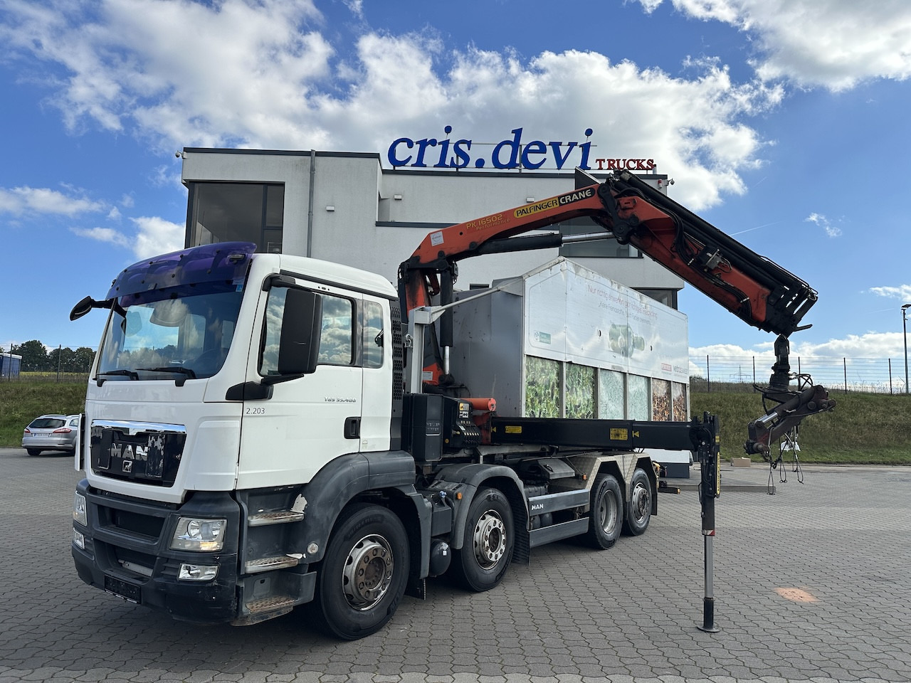 MAN TGS 35.400 8x2 Intarder PK 16502 Glasmulde - Camion cu cârlig, Camion cu macara: Foto 1 MAN TGS 35.400 8x2 Intarder PK 16502 Glasmulde - Camion cu cârlig, Camion cu macara: Foto 1