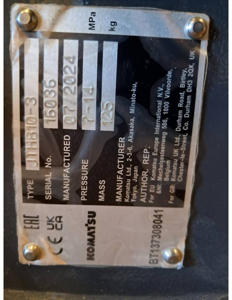 Komatsu JTHB10-3 - Ciocan hidraulic pentru Utilaje constructii: Foto 2 Komatsu JTHB10-3 - Ciocan hidraulic pentru Utilaje constructii: Foto 2