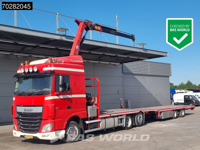 DAF XF 440 6X2 NL-Truck Transporter HMF 900-K2 Kran Winch Lift-Lenkachse Euro 6 - Camion platformă, Camion cu macara: Foto 1 DAF XF 440 6X2 NL-Truck Transporter HMF 900-K2 Kran Winch Lift-Lenkachse Euro 6 - Camion platformă, Camion cu macara: Foto 1