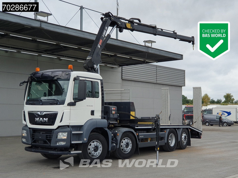 MAN TGS 35.360 8X2 HIAB X-Hiduo 158 BS-3 Crane Lift+lenkasche Machine transporter Euro 6 - Camion transport auto, Camion cu macara: Foto 1 MAN TGS 35.360 8X2 HIAB X-Hiduo 158 BS-3 Crane Lift+lenkasche Machine transporter Euro 6 - Camion transport auto, Camion cu macara: Foto 1