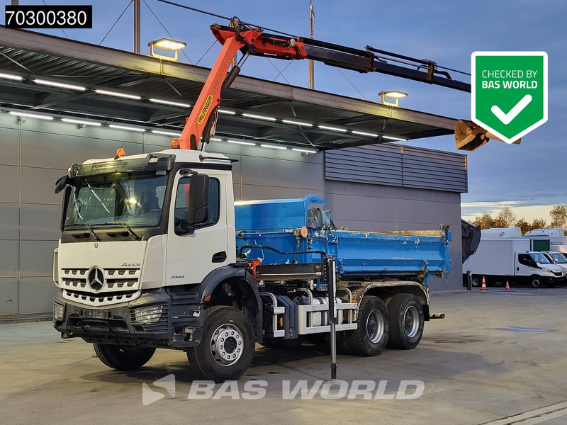 Mercedes-Benz Arocs 3343 6X4 Palfinger PK12.501 SLD Kran Crane 7m3 tipper Big-Axle Automatic Euro 6 - Camion basculantă, Camion cu macara: Foto 1 Mercedes-Benz Arocs 3343 6X4 Palfinger PK12.501 SLD Kran Crane 7m3 tipper Big-Axle Automatic Euro 6 - Camion basculantă, Camion cu macara: Foto 1