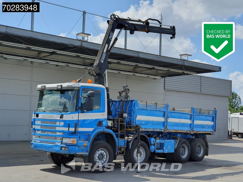 Scania G420 8X4 15m3 tipper Hiab 144 Crane Steelsuspension Manual Big-Axle Euro 3 - Camion basculantă, Camion cu macara: Foto 1 Scania G420 8X4 15m3 tipper Hiab 144 Crane Steelsuspension Manual Big-Axle Euro 3 - Camion basculantă, Camion cu macara: Foto 1