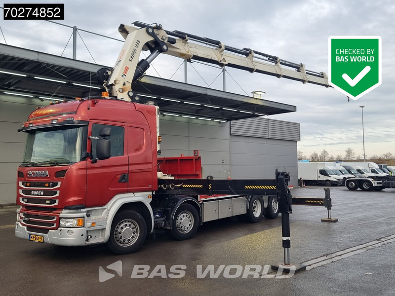 Scania G450 8X2 NL-Truck Hiab X-HIPRO 1058EP-6 Kran Front stab Retarder Euro 6 - Camion platformă, Camion cu macara: Foto 1 Scania G450 8X2 NL-Truck Hiab X-HIPRO 1058EP-6 Kran Front stab Retarder Euro 6 - Camion platformă, Camion cu macara: Foto 1