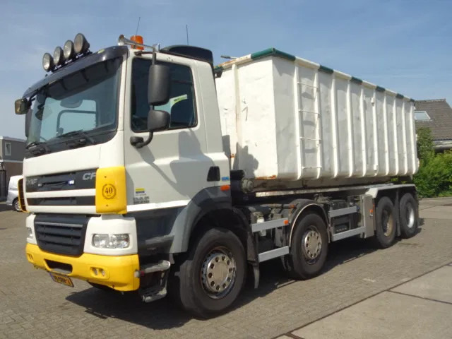 DAF CF 410 8X4 NCH CONTAINER SYSTEEM 32 TON 90 graden silo containers,25 CUB CONTAINER - Camion cu sistem de cablu: Foto 1 DAF CF 410 8X4 NCH CONTAINER SYSTEEM 32 TON 90 graden silo containers,25 CUB CONTAINER - Camion cu sistem de cablu: Foto 1