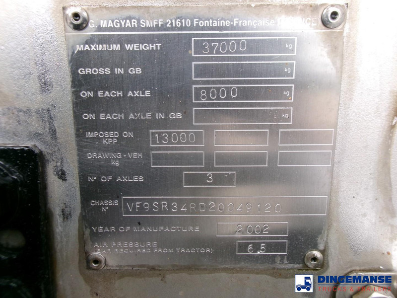 Semiremorcă cisternă Magyar Chemical tank inox 37.4 m3 / 1 comp / ADR 30/11/2023: Foto 13 Semiremorcă cisternă Magyar Chemical tank inox 37.4 m3 / 1 comp / ADR 30/11/2023: Foto 13