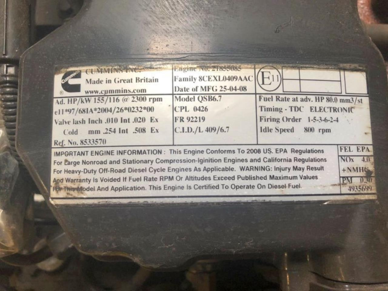 Cummins QSB6.7 155 - Motor: Foto 2 Cummins QSB6.7 155 - Motor: Foto 2