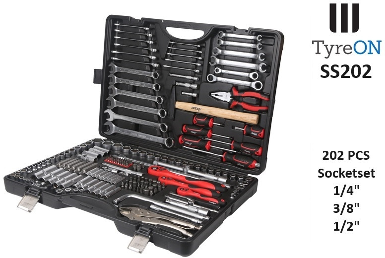 SS202 Professional Socket Set 202-piece 1/8 - 1/4 - 1/2 Inch - Chrome Vanadium - Echipament de atelier: Foto 1 SS202 Professional Socket Set 202-piece 1/8 - 1/4 - 1/2 Inch - Chrome Vanadium - Echipament de atelier: Foto 1