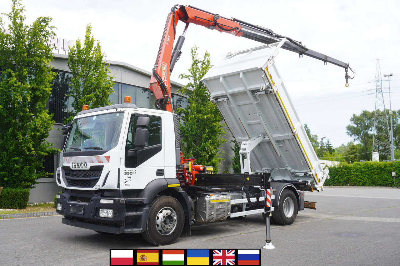 IVECO STRALIS 330 E6 / FASSI 195A 8.5 T / 3-side tipper - Camion cu macara: Foto 1 IVECO STRALIS 330 E6 / FASSI 195A 8.5 T / 3-side tipper - Camion cu macara: Foto 1