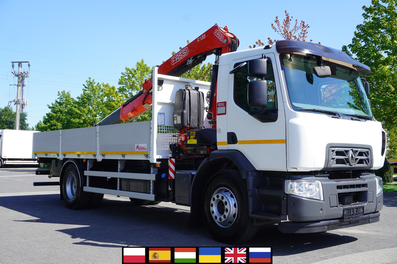 RENAULT C280 DTI 8 / FASSI crane 5.6 T / range 8 m / Flatbed 15 EPAL - Camion cu macara: Foto 1 RENAULT C280 DTI 8 / FASSI crane 5.6 T / range 8 m / Flatbed 15 EPAL - Camion cu macara: Foto 1