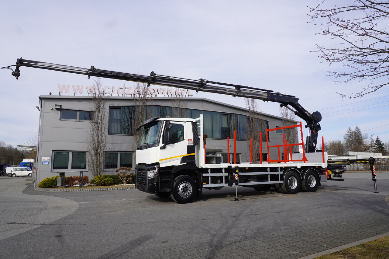 RENAULT C430 / HIAB 244 EP-5 HIDUO crane 8400 kg 15 m / Platform with stanchions - Remorcă forestieră: Foto 5 RENAULT C430 / HIAB 244 EP-5 HIDUO crane 8400 kg 15 m / Platform with stanchions - Remorcă forestieră: Foto 5
