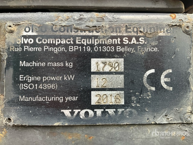 2016 Volvo EC18D Mini Excavator: <6.6t - Mini excavator: Foto 5 2016 Volvo EC18D Mini Excavator: <6.6t - Mini excavator: Foto 5