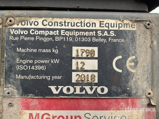 2018 Volvo EC18D Mini Excavator: <6.6t - Mini excavator: Foto 5 2018 Volvo EC18D Mini Excavator: <6.6t - Mini excavator: Foto 5
