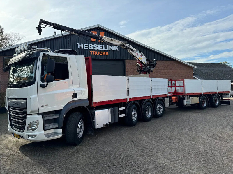 Camion platformă, Camion cu macara DAF CF 480 8X2 KENNIS K16R3 Kraan/Crane Combi 248.940KM Top condition!!: Foto 1