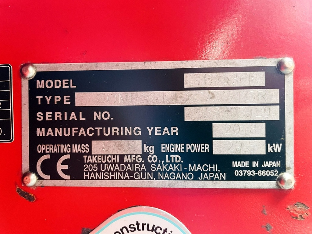 Takeuchi TB153FR (4100) - Mini excavator: Foto 3 Takeuchi TB153FR (4100) - Mini excavator: Foto 3