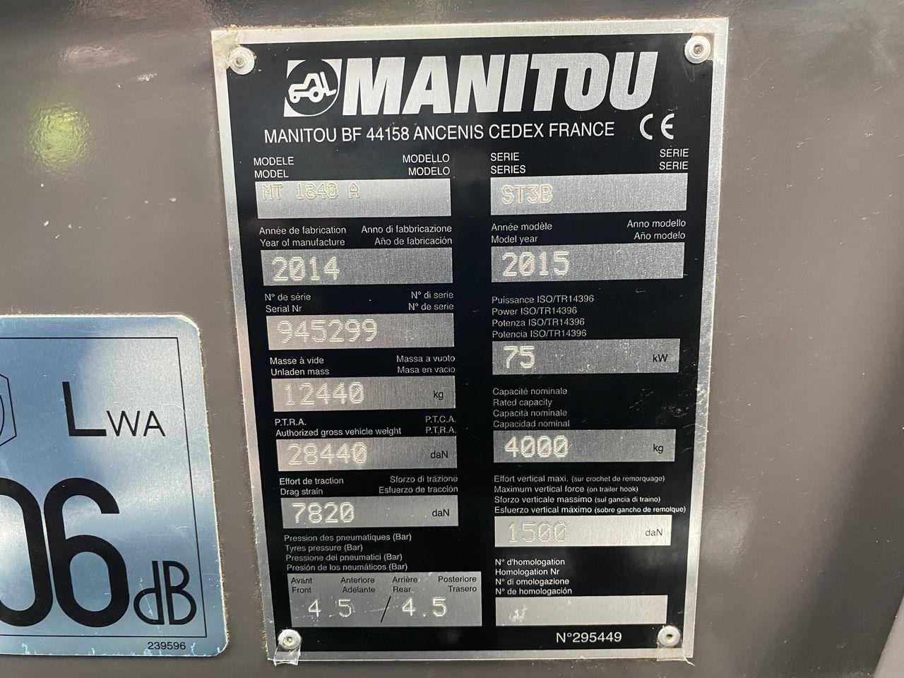 Stivuitor telescopic Manitou MT1840A ST3B: Foto 10
