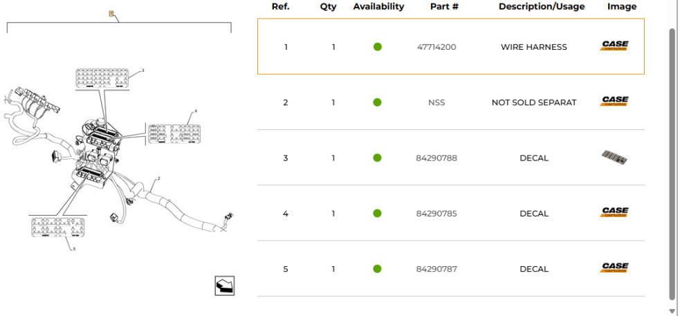 Case 47714200 - Cablu/ Fire electric pentru Utilaje constructii: Foto 3 Case 47714200 - Cablu/ Fire electric pentru Utilaje constructii: Foto 3