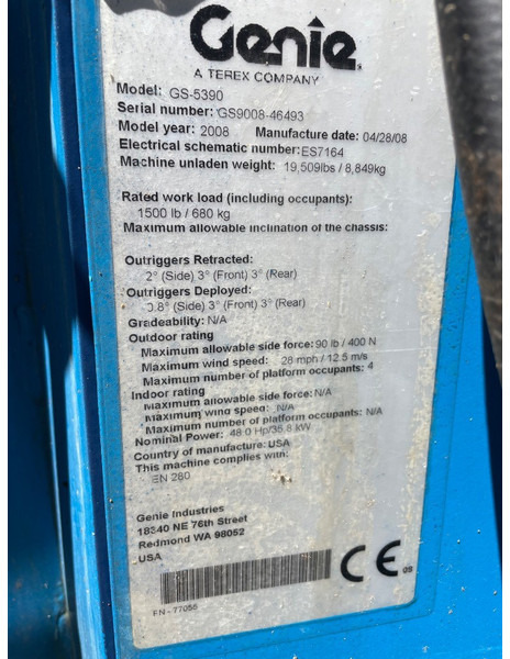 Genie GS 5390 RT - Platforma foarfeca: Foto 3 Genie GS 5390 RT - Platforma foarfeca: Foto 3